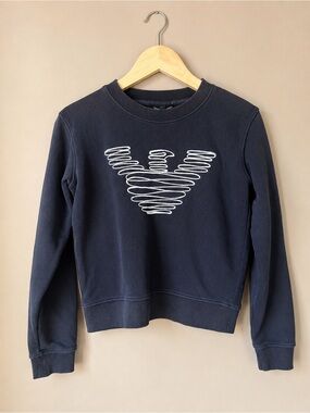 Emporio Armani Ribbon Logo Embroidered Crewneck Sweatshirt, size 38